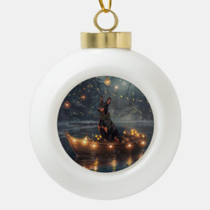 Dobermann Kerst Feestelijke Reis Keramische Bal Ornament