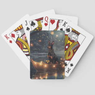 Dobermann Kerst Feestelijke Reis Pokerkaarten