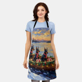 Dobermann Kerstboot Feestdag Schort (Gedragen)