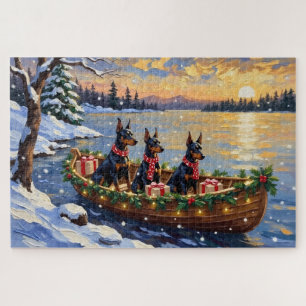 Dobermann Kerstboot Vakantie Legpuzzel