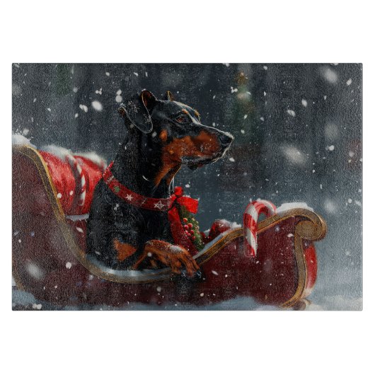 Dobermann Kerstfeest Snijplank (Voorkant)