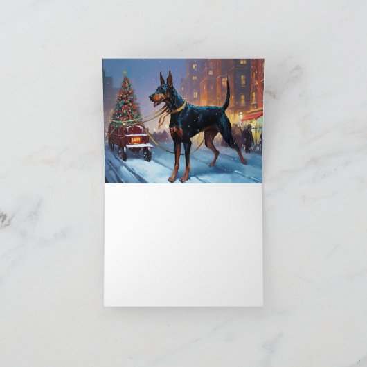 Dobermann Kerstfeestseizoen Kaart (Binnen)