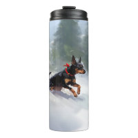 Dobermann Kerstmis sneeuw winter