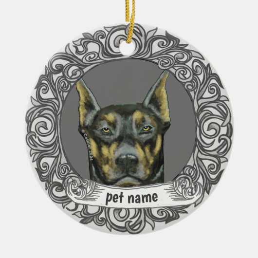 Dobermann liefdevolle herinnering ornament (Voorkant)