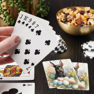 Dobermann met Pasen Eieren Pokerkaarten