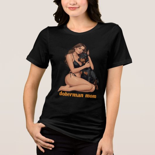 Dobermann Moeder Tri-Blend Shirt (Voorkant)