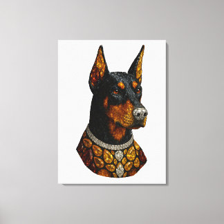 Dobermann Mozaïek Luxe Edelsteen Canvas Afdruk