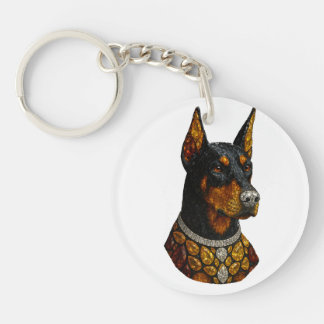 Dobermann Mozaïek Luxe Edelsteen Sleutelhanger