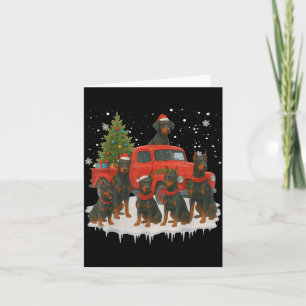 Dobermann Nscher Hond Rode Truck Kerstboom Kerstma Kaart