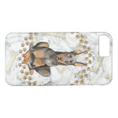 Dobermann Paw Prints and Marble Background Case-Mate iPhone Case (Achterkant (Horizontaal))