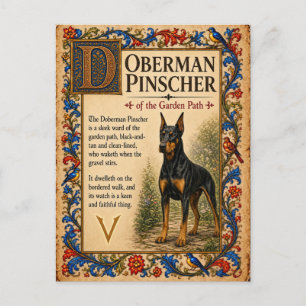 Dobermann Pincher, Middeleeuwse Bestiariumkunst Briefkaart