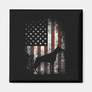 Dobermann Pinscher Amerikaanse Vlag Patriottische Magneet