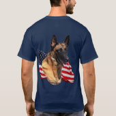 Dobermann Pinscher (rode) kop met vlag T-shirt (Achterkant)