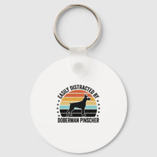 Dobermann Pinscher Vintage Sunset Grafisch T-shirt Sleutelhanger
