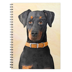 Dobermann Pinschergeschilderd origineel kunstwerk Notitieboek