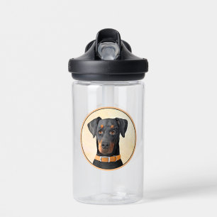 Dobermann Pinschergeschilderd origineel kunstwerk Waterfles
