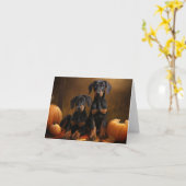 Dobermann Puppy Herfst Plezier Pompoen  Kaart (Gele Bloem)