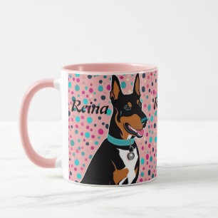 Dobermann Puppy Naam toevoegen Schattige in Roze & Mok
