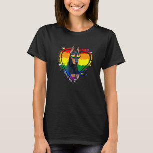 Dobermann Regenboog Hart Gay Pride Lgbt Hond T-shirt