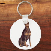 Dobermann (rode zit) sleutelhanger (Voorkant)