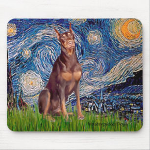 Dobermann (rood) - Sterrennacht Muismat