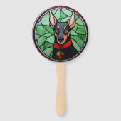 Dobermann Schilderij Kerst Handwaaier (Achterkant)