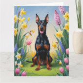 Dobermann Schilderij Lente Bloemen Kaart (Voorkant)