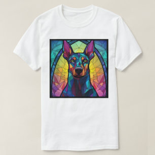Dobermann Schilderkunst van Glas in Lood T-shirt
