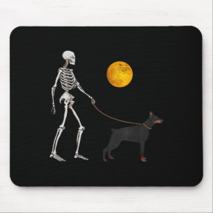 Dobermann Skelet Hond Wandelen Halloween Kostuum Muismat