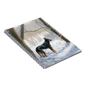 Dobermann Sneeuwt het Kerstmis Notitieboek (Rechterzijde)