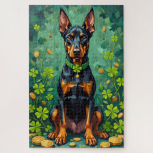 Dobermann St. Patrick's Day Elegante GeluksHond Legpuzzel