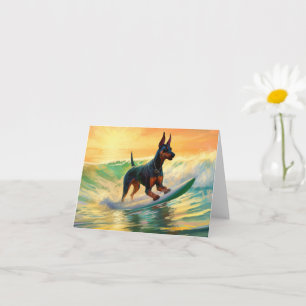 Dobermann Strand Surfing Schilderij Kaart