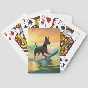 Dobermann Strand Surfing Schilderij Pokerkaarten