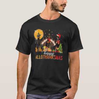 Dobermann Tovenaar Hoed Kalkoen Kerstman Hoed Gelu T-shirt