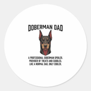 Dobermann Vader Vintage Gravure Hond Liefhebber Sh Ronde Sticker