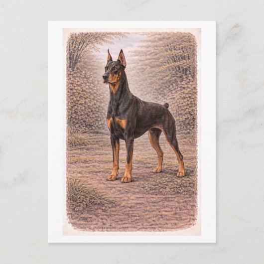 Dobermann van vintage-stijl briefkaart (Voorkant)