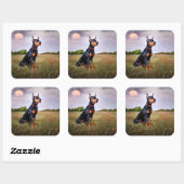 Dobermann Vierkante Sticker (Vel)