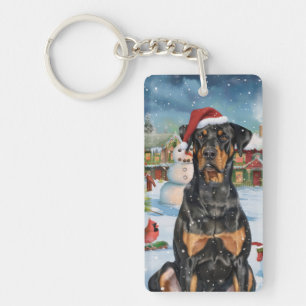 Dobermann Winter Wonderland Kerstvreugde Sleutelhanger
