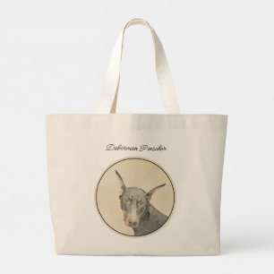 Dobermannschilderij Dobie Gecoupeerde Hondenkunst Grote Tote Bag