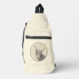 Dobermannschilderij Dobie Gecoupeerde Hondenkunst Sling Bag