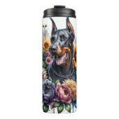 Doberman's Bold Floral Majesty Thermosbeker (Voorkant)