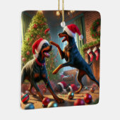 Dobie Christmas fun Keramisch Ornament (Rechts)