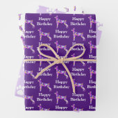 Dobmerman Pinsher Hondensilhouet Paarse Happy Day Inpakpapier Vel (In situ)