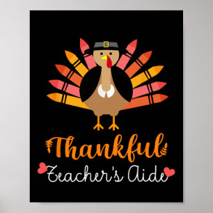 Docent Aide Thanksgiving Herfst Schattige Turkije Poster