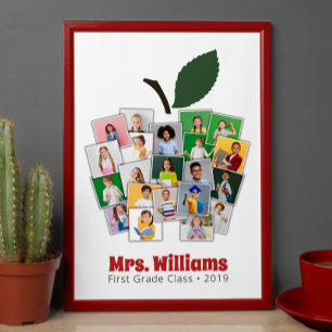 Docent Apple Collage Teacher's Gift 21 Foto's Poster