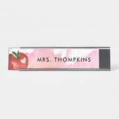 Docent Apple Hart Rood Roze Waterverf Bureau Naambordje (Voorkant)