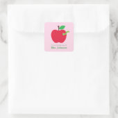 Docent Apple met Worm Uit de Bibliotheek van Vierkante Sticker (Tas)