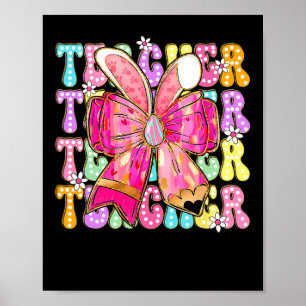 Docent Bunny Coquette Bow Pencil Bunny Paasdag Poster