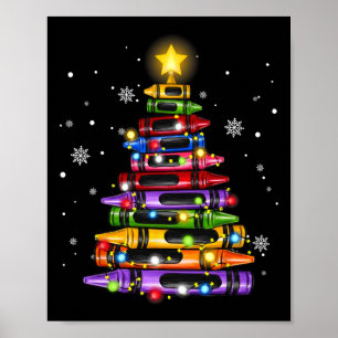 Docent Crayon Kerstboom Lights Student School Poster