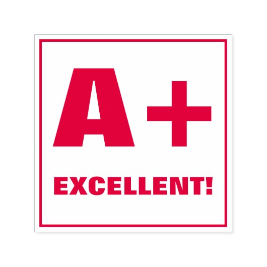 Docent Grading Stamp: A +, UITSTEKEND! Zelfinktende Stempel (Design)